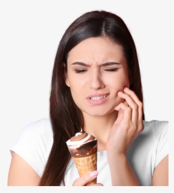 Woman Holding Ice Cream Wincing And Holding Jaw, HD Png Download, Free Download