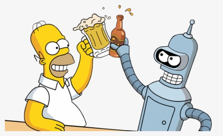 Futurama Png Free Image - Homer Simpson E Bender, Transparent Png, Free Download
