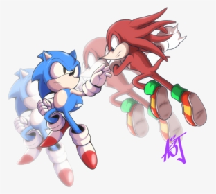 Sonic Vs Knuckles - Sonic Vs Knuckles Art, HD Png Download, Free Download