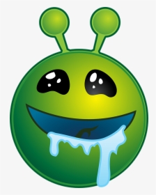 Drooling, Alien, Green, Smiley, Face, Drool, Emoticon - Alien Smiley, HD Png Download, Free Download