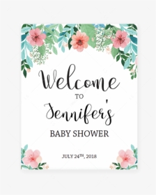 Floral Shower Welcome Sign Printable By Littlesizzle - Printable Baby Shower Predictions, HD Png Download, Free Download