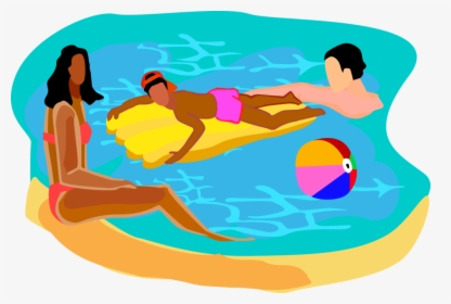 Vector Illustration Of Family Swim And Relax In Swimming - People Relaxing In A Pool, HD Png Download, Free Download