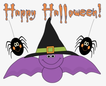 Bat With Witchs Hat And Spiders - Cute Halloween Witch Hats, HD Png Download, Free Download