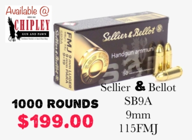 Sellier Bellot 9mm Ammo, HD Png Download, Free Download