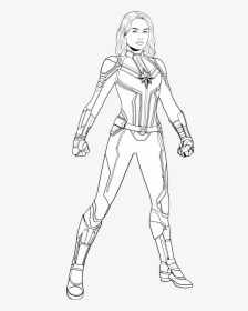 Captain Marvel Black And White, HD Png Download, Free Download