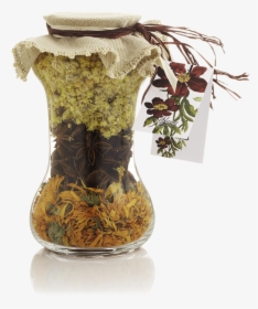 Picture Of Large Glass Jar With Dry Herbs - Herbs On Jar, HD Png Download, Free Download