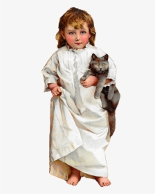 Girl Holding Cat Png - Girl And Cat Clipart Png, Transparent Png, Free Download