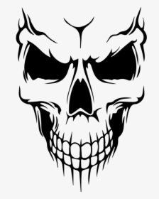 Evil Skull Png Download - Skull Face Black And White, Transparent Png, Free Download