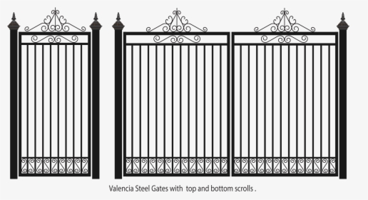 Valencia Steel Gates With Top And Bottom Scrolls - Gate, HD Png Download, Free Download