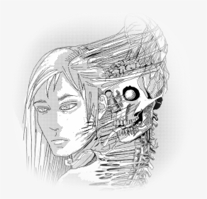 Skeleton, Man, Manga, Cartoon, Bw, Details, Living - Skeletons Sketches Face, HD Png Download, Free Download