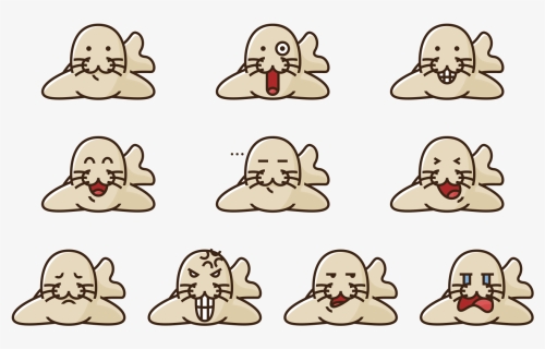 Manatee Emotions Expression Vector - Cartoon, HD Png Download, Free Download