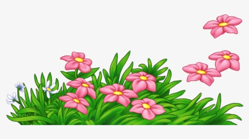 Grass With Flowers Png Clipart - Cartoon Grasses With Flower, Transparent Png, Free Download