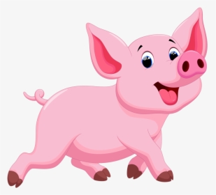 Domestic Illustration Pig Running Porky Drawing Clipart - Cartoon Pig, HD Png Download, Free Download