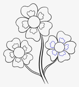 Cartoon Grass And Flowers Png - Drawing Of Flowers Easy, Transparent Png, Free Download