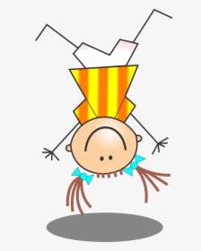 Transparent Stick Figure Png - Cartoon Girl Doing Cartwheel, Png Download, Free Download