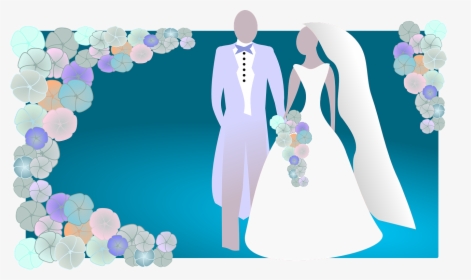 Casamento, Noiva, Noivo, Fundo Azul, Floral, Flores - Bride And Groom Animations, HD Png Download, Free Download