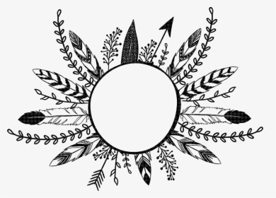 #feathers #arrow #flowers #leaves #frame #border #divider - Feathers And Arrow In Round, HD Png Download, Free Download