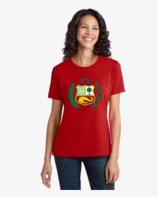 Ladies Red Peruvian Coat Of Arms Flag - Shirt Coach, HD Png Download, Free Download