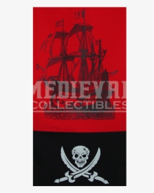 Pirate Banner Creepy Skull - Tall Ship, HD Png Download, Free Download