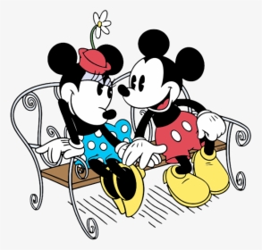 Mickey Mouse And Minnie Mouse On A Bench, HD Png Download, Free Download