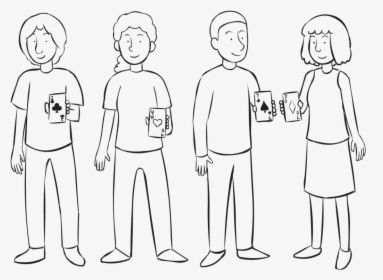 People Holding A Card From Deck Of Playing Cards, As - Line Art, HD Png Download, Free Download