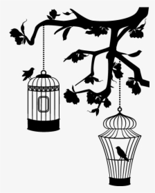 Birdcage Domestic Canary Clip Art - Black And White Bird Cage Clipart Png, Transparent Png, Free Download
