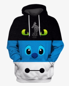 3d Toothless Stitch And Baymax Tshirt - Stitch And Toothless Hoodies, HD Png Download, Free Download
