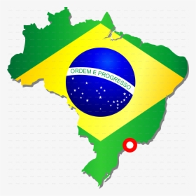 G Brazil Map With Flag Png - Map And Flag Of Brazil, Transparent Png, Free Download
