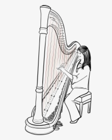 Clip Art Harp Drawing - Playing A Harp Drawing, HD Png Download, Free Download