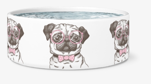 Nerd Pug Dog Bowl"  Class= - Sketch Pug Dog Drawing, HD Png Download, Free Download