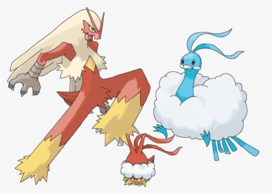Blaziken And Altaria With Their Egg, Drawn On Paint - Pokemon Blaziken, HD Png Download, Free Download