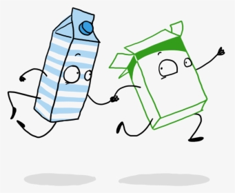 A Drawing Of A Box Of Cereal And A Box Of Milk Walking - Walking Cereal Box, HD Png Download, Free Download
