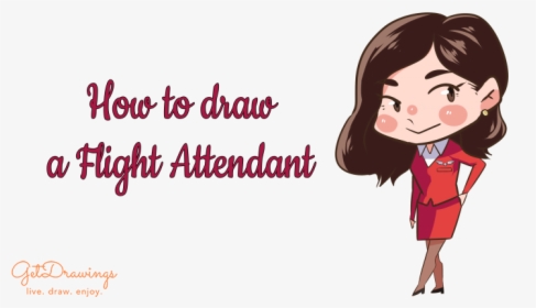How To Draw A Flight Attendant - Cartoon, HD Png Download, Free Download