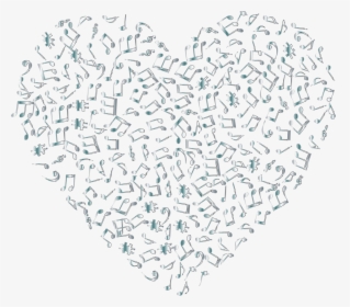 Line Art,angle,organ - Heart Transparent Background Music Notes, HD Png Download, Free Download