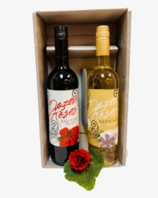 Red & Yellow Roses Wine Gift Basket, Dozen Roses Wine, - Garden Roses, HD Png Download, Free Download