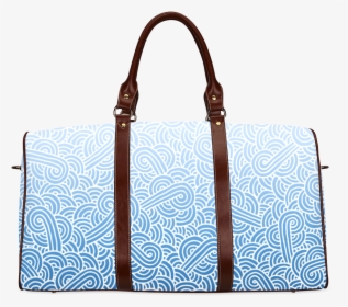 Ombre Blue And White Swirls Doodles Waterproof Travel - Duffel Bag, HD Png Download, Free Download