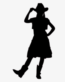 Silhouette Cowboy Woman On Top Clip Art - Cowboy E Cowgirl Png, Transparent Png, Free Download