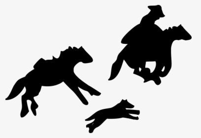 Horses, Running, Cowboy, Dog, Silhouette - Cowboys Running Silhouette Png, Transparent Png, Free Download