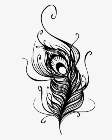 Peacock Feather Tattoo Designs Drawing Clipart , Png - Peacock Tattoo Black And White, Transparent Png, Free Download