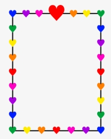 Rainbow Hearts Border Frame - Simple Colorful Border Design, HD Png Download, Free Download