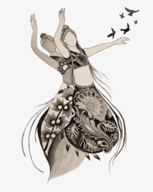 Dance Drawing Watercolor - Tribal Belly Dance Drawing, HD Png Download, Free Download
