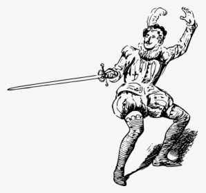 Art,monochrome Photography,figure Drawing - Person With Sword Drawing, HD Png Download, Free Download