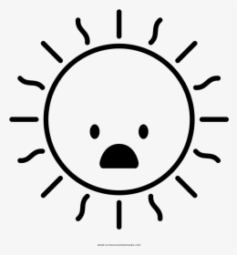 Surprised Coloring Page - Simple Sun Line Drawing, HD Png Download, Free Download