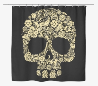 Floral Skull Ii Shower Curtain - Skeleton Artwork, HD Png Download, Free Download