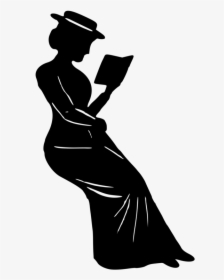 Book Silhouette Reading Woman - Woman Reading Book Silhouette, HD Png Download, Free Download