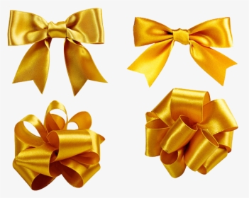 Gold Gift Bow Png - Gold Gift Ribbon Png, Transparent Png, Free Download