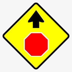 Caution-stop Sign Clip Arts - Stop Sign Ahead Sign, HD Png Download, Free Download