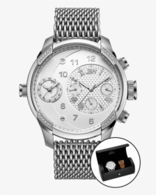 Jbw G3 J6355a Stainless Steel Silver Mesh Diamond Watch - Jbw G3, HD Png Download, Free Download