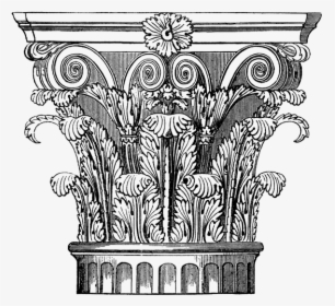 Corinthian-column - Corinthian Column Ornate Drawing, HD Png Download, Free Download