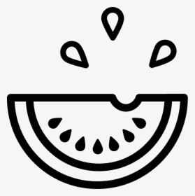 Watermelon Fruit Slice Outlin - Watermelon Icon Black And White, HD Png Download, Free Download